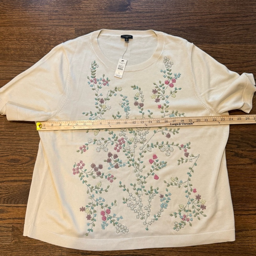 Talbots Cream Floral Spring Top - Picture 4 of 7